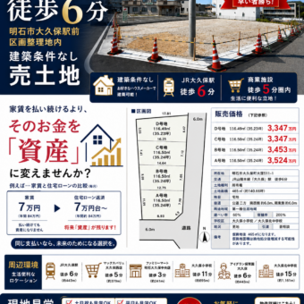 <span class="title">【8月】新着物件大久保駅徒歩6分売り土地</span>
